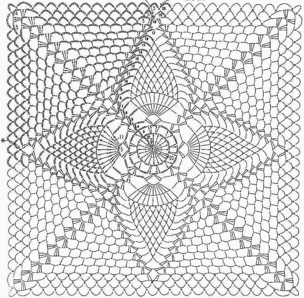 Квадратная наволочка крючком со схемами