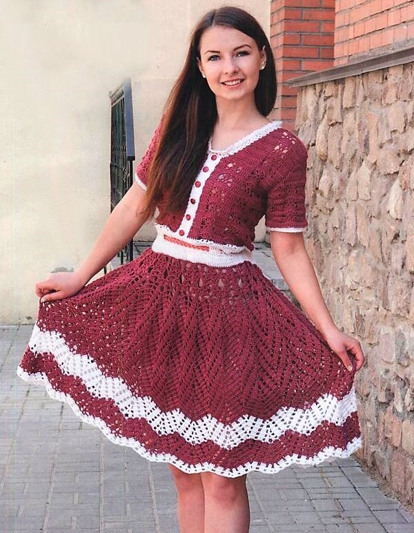 вязаное платье крючком