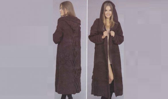 вязаное пальто спицами