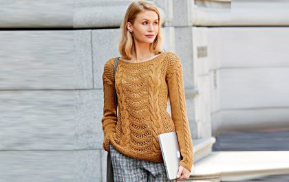 вязаный пуловер спицами