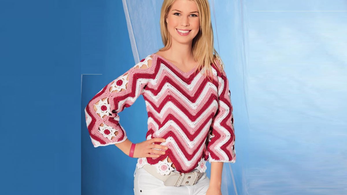 Пуловер с зигзагообразным узором