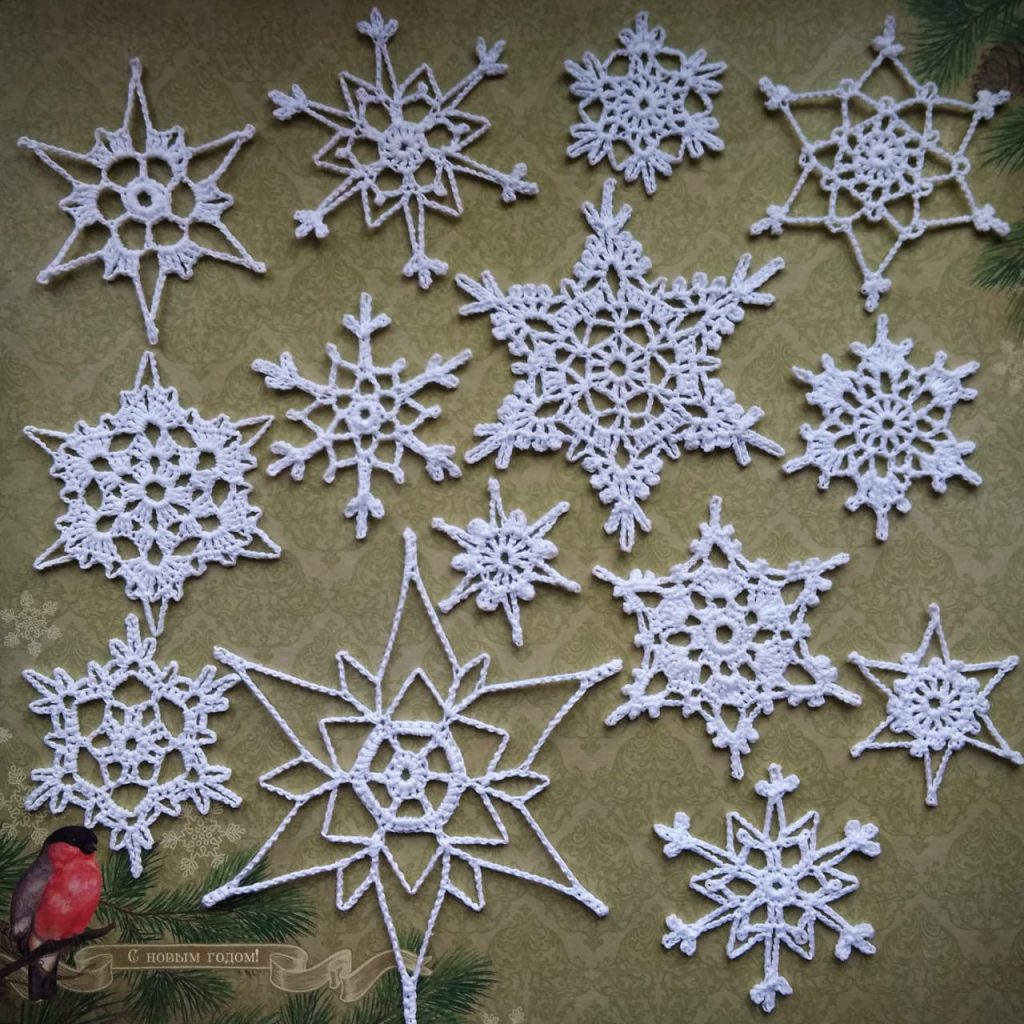 схема снежинок крючком