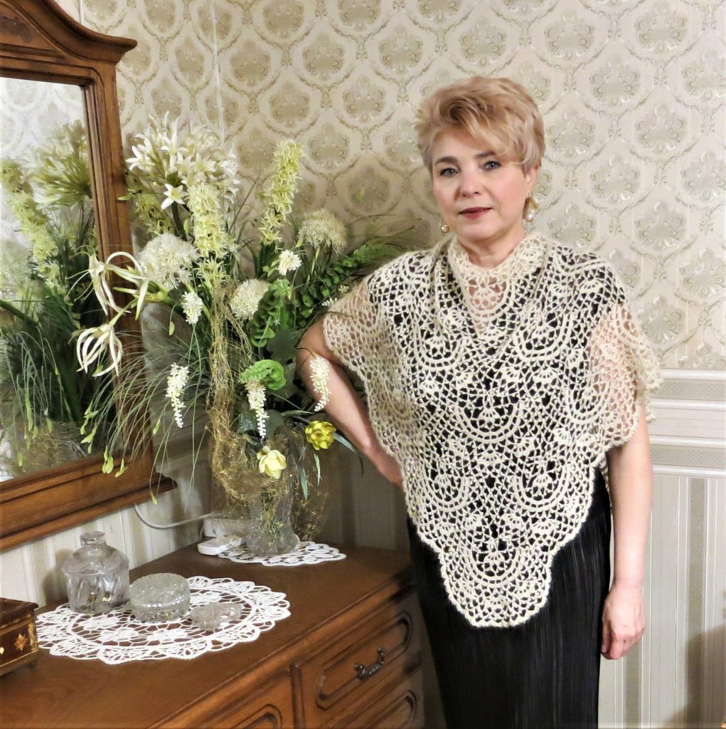 вязаная шаль крючком