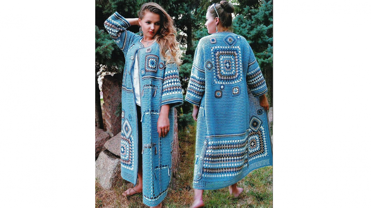 Granny square knitted coat