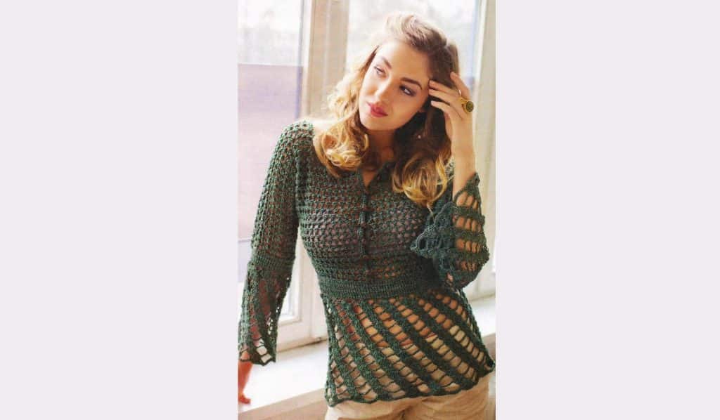 Olive crochet blouse