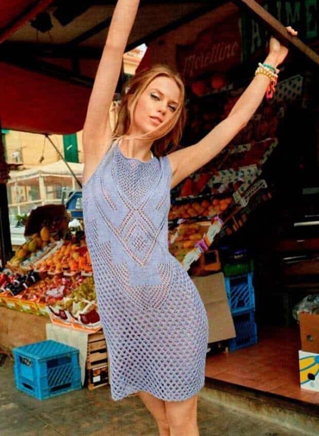 вязаное платье спицами
