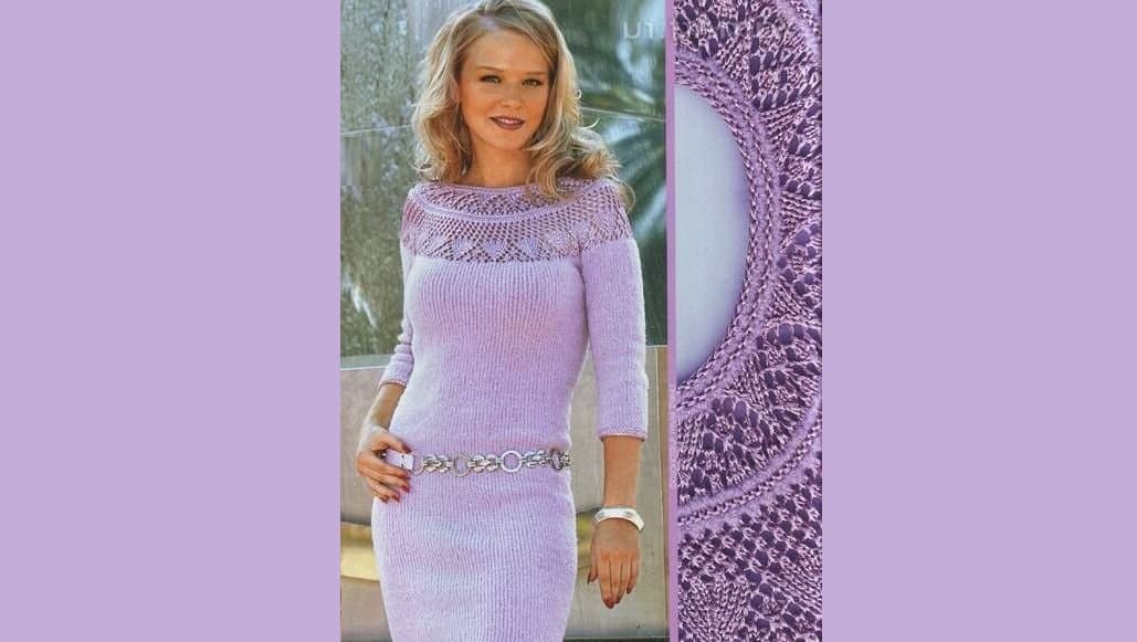 Lilac dress with round yoke