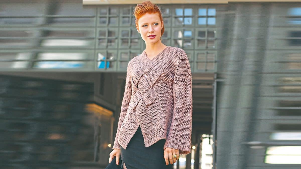 «Плетеный» пуловер в ретро-стиле
