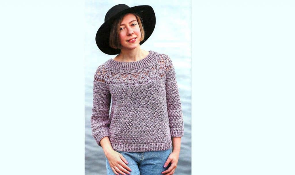 Pullover with openwork yoke