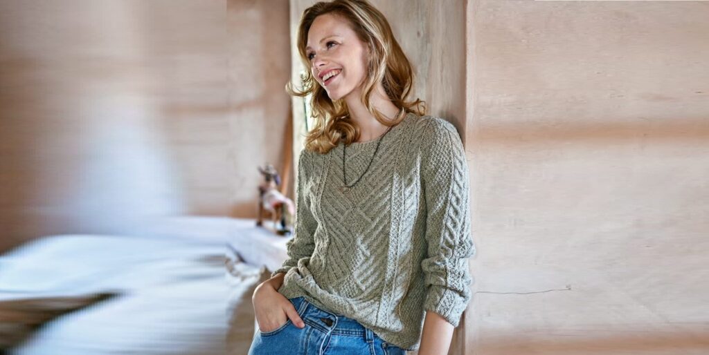 Шикарный джемпер с ромбами и «косами».