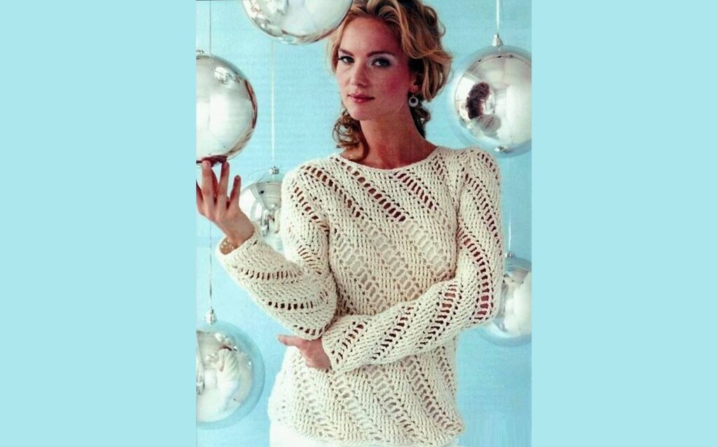 Элегантный пуловер крючком “Снежная королева”