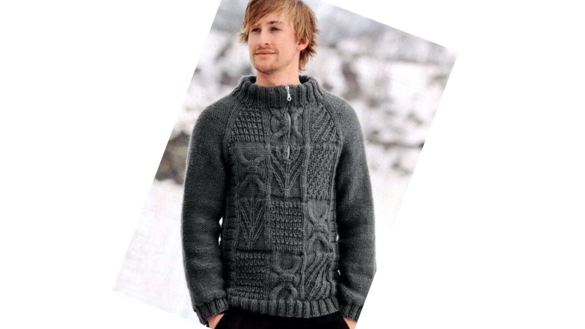 Пуловер для мужчин с рельефным узором