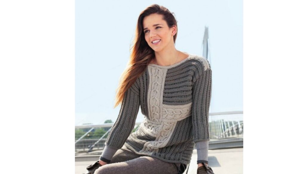 Пуловер в технике пэчворк