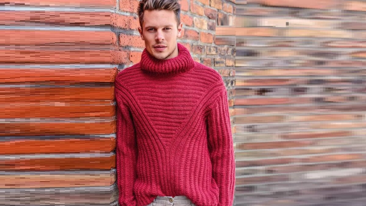 Men's pullover with fancy pattern