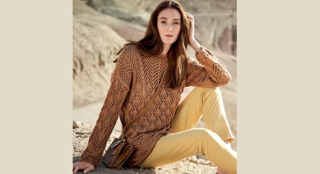 Длинный ажурный пуловер