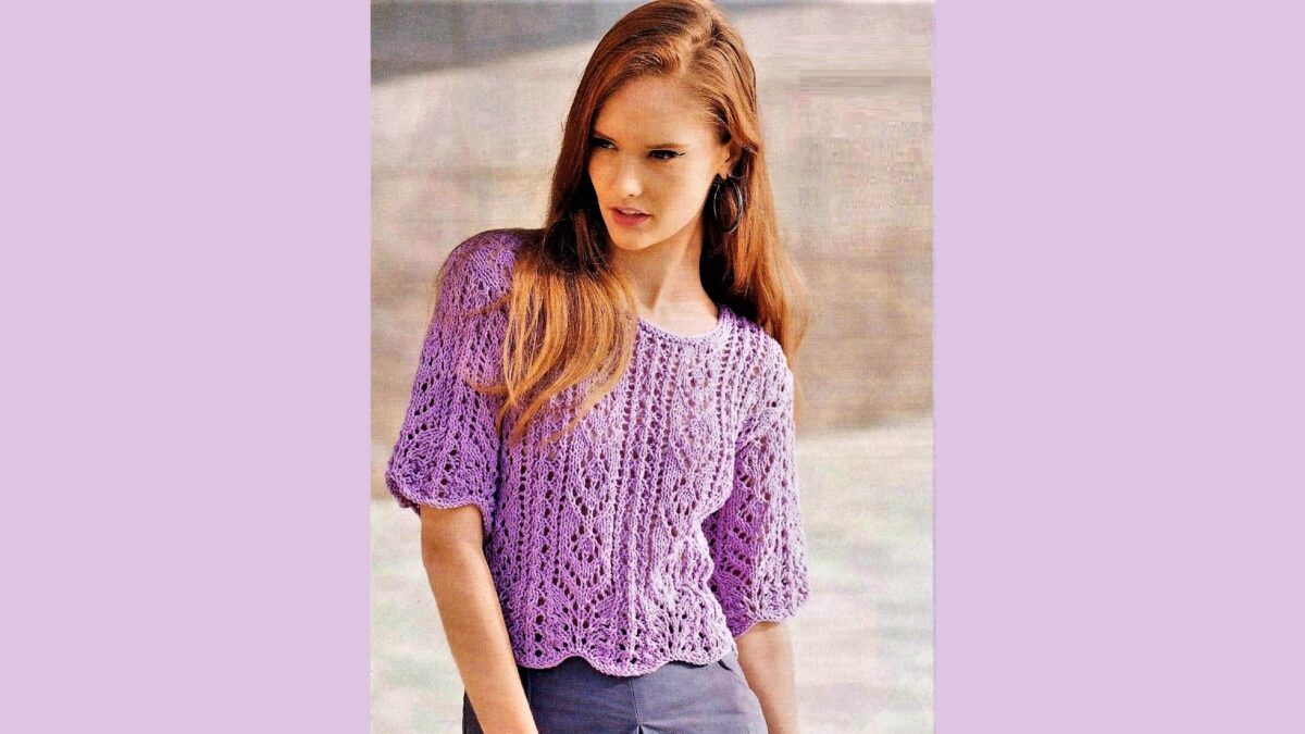 Lavender openwork pullover