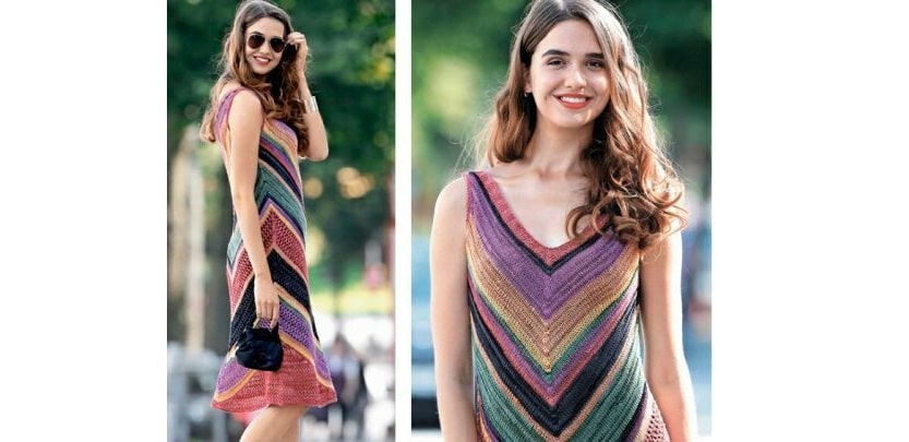 Dress with zigzag pattern