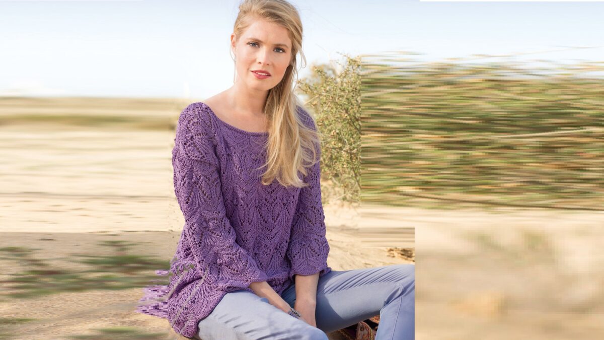 Фиолетовый ажурный пуловер