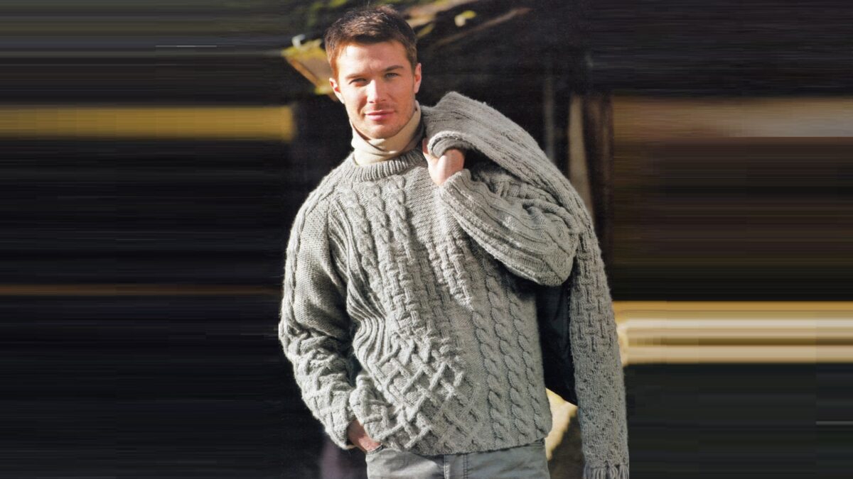 Мужской свитер из аранских узоров