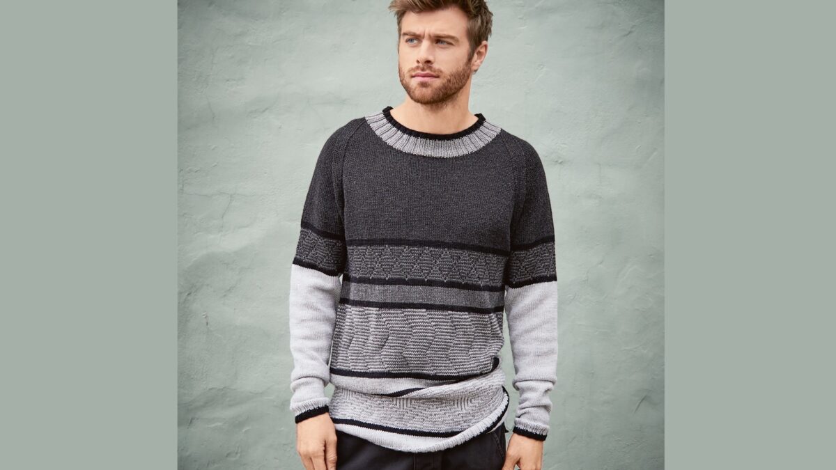 Вязаный мужской пуловер с геометрическим узором