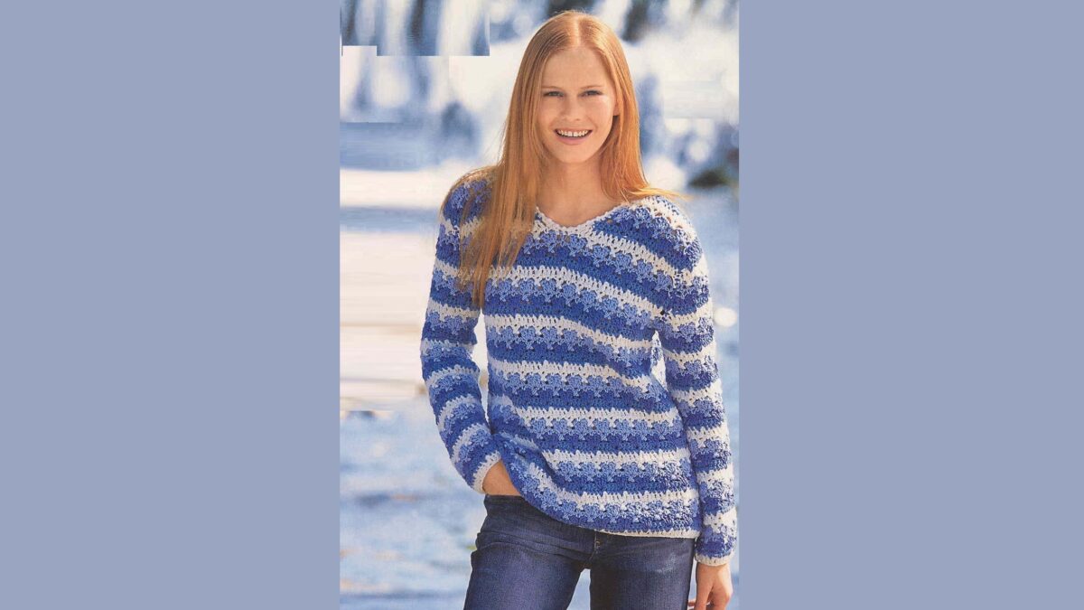Blue and white pullover