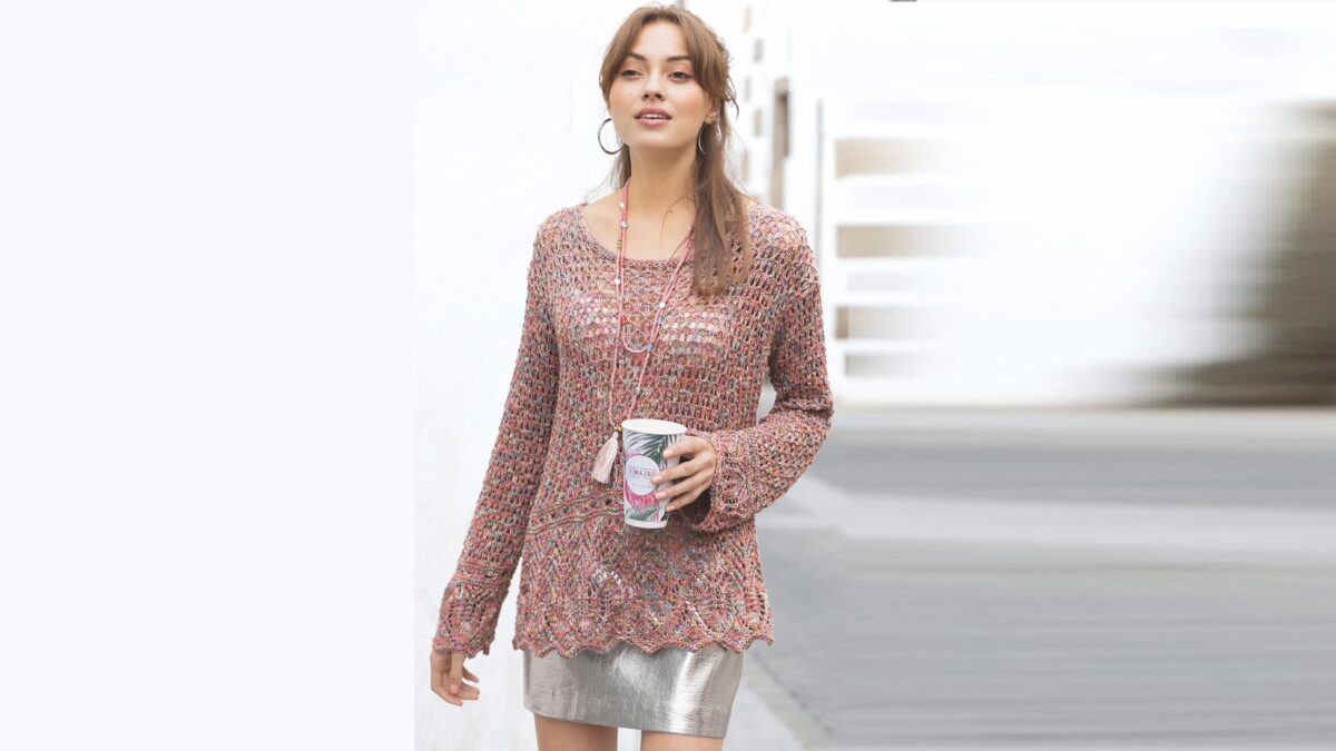 Melange pullover with a combination of patterns