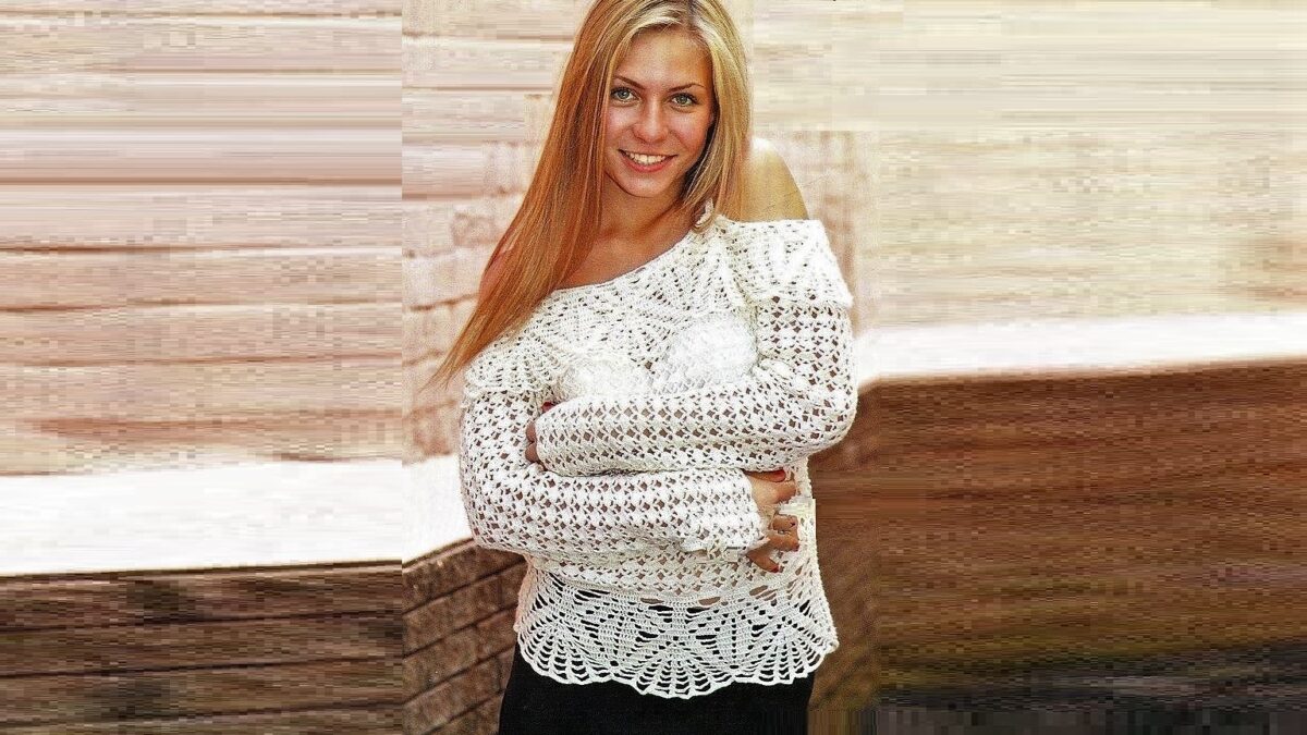 Белоснежный ажурный пуловер
