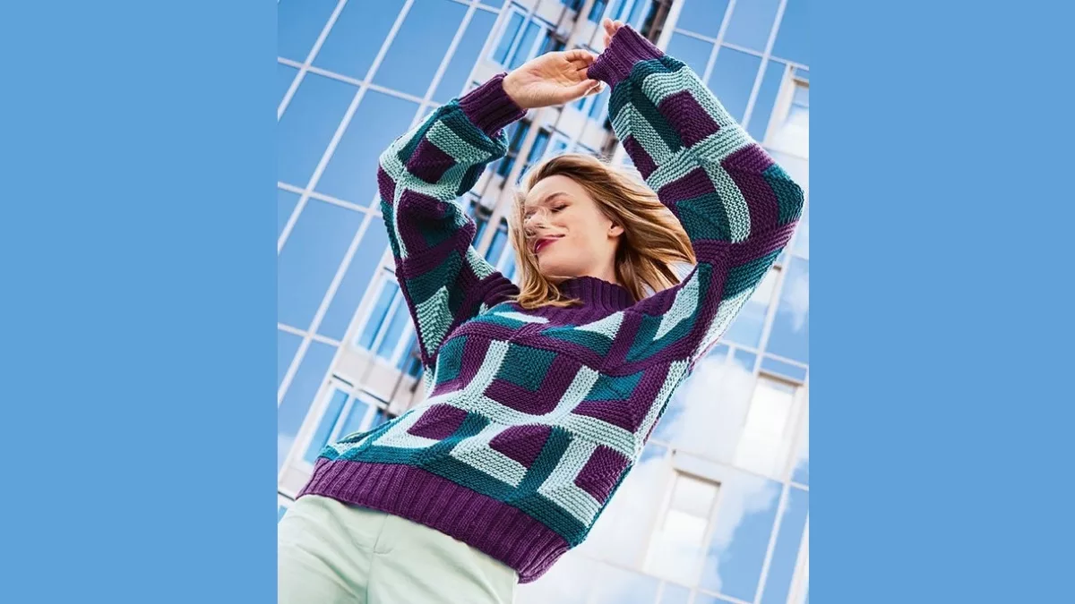 Пуловер с квадратами
