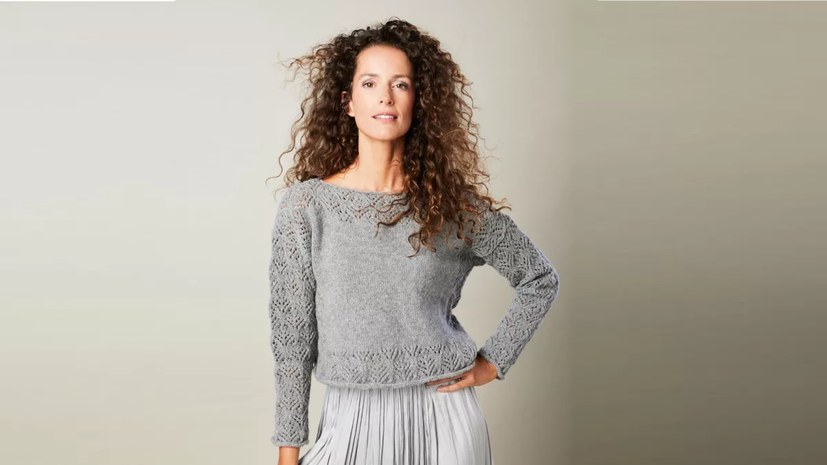 Pullover with openwork pattern