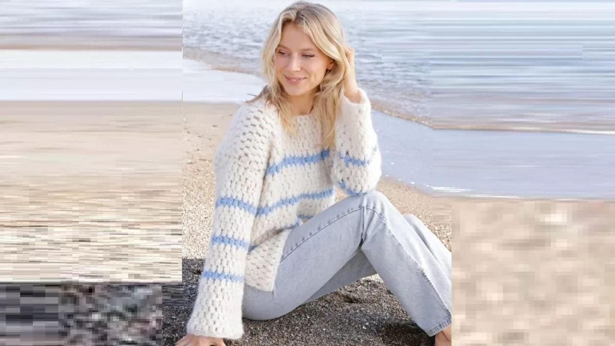 Полосатый пуловер с боковыми разрезами  Nautical Melody