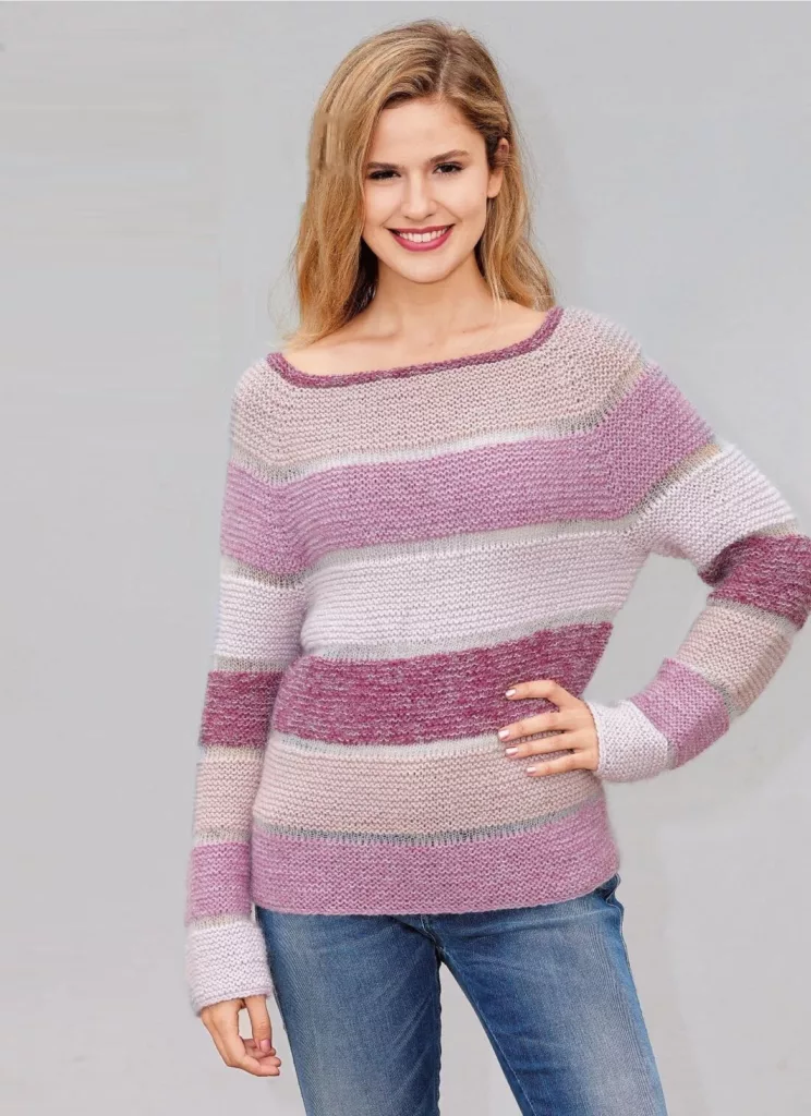 Пуловер реглан в широкую полоску