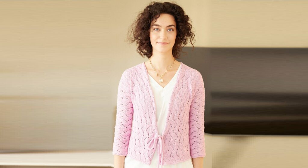 Cardigan with openwork pattern