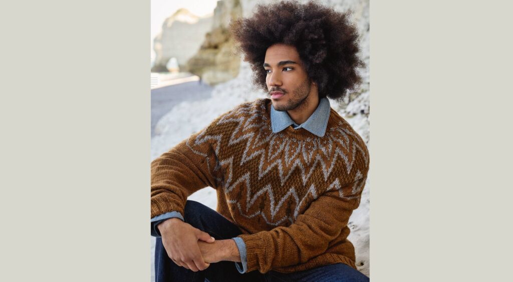 Пуловер с жаккардовой кокеткой NATHAN