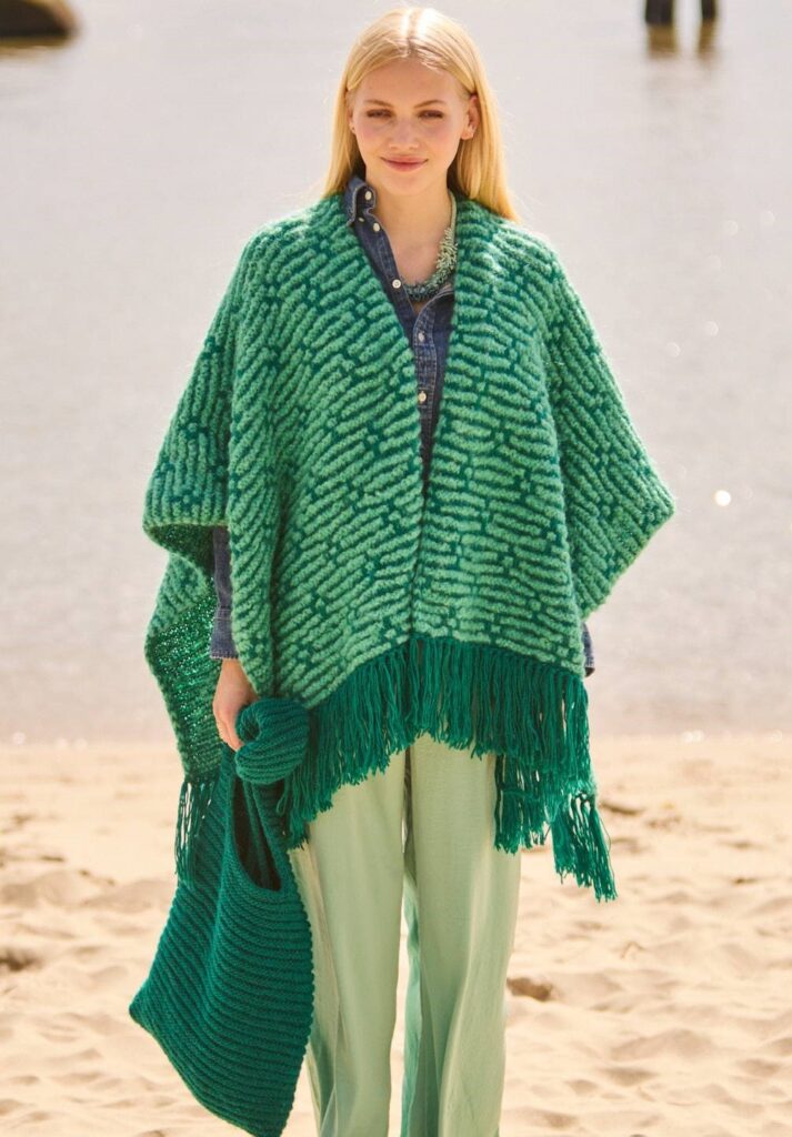 вязаное пончо