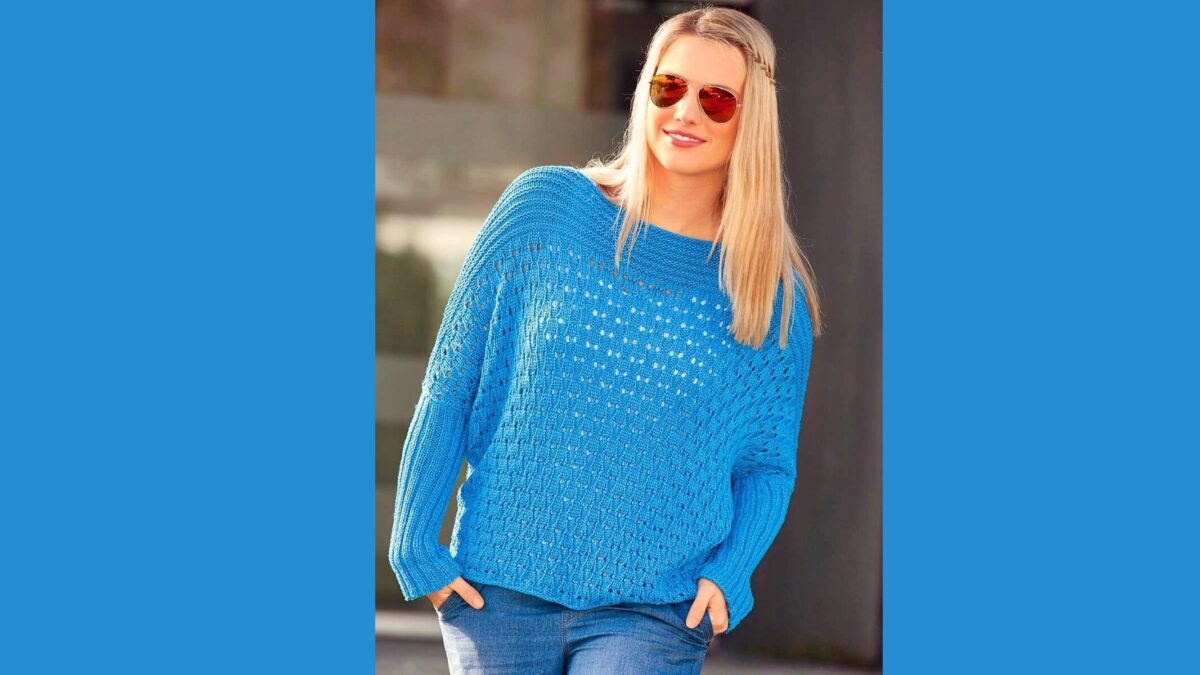 Бирюзовый пуловер-наволочка с вырезом-лодочкой