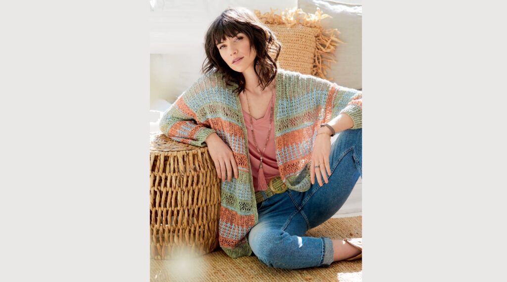 Кардиган свободного силуэта с узором из снятых петель