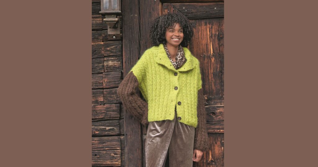 Двухцветный вязаный жакет оверсайз BELLA