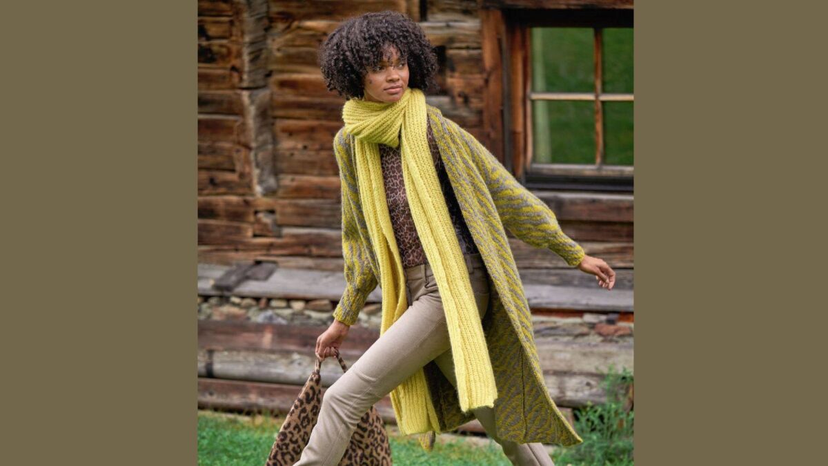 Жаккардовое пальто BIRGIT и шарф с патентным узором