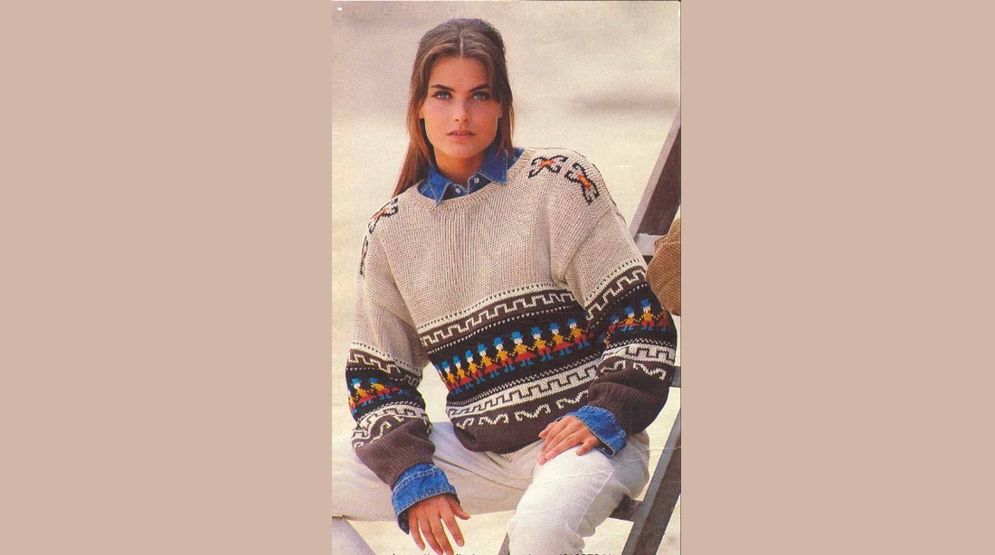 Пуловер с жаккардовым бордюром