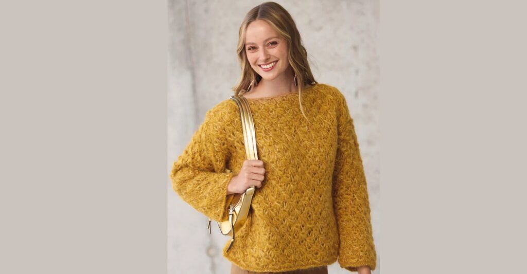 Пуловер с узором из вытянутых петель 