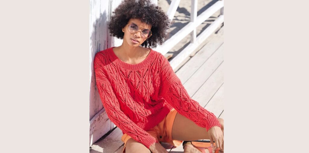 Пуловер с ажурными ромбами CANDY