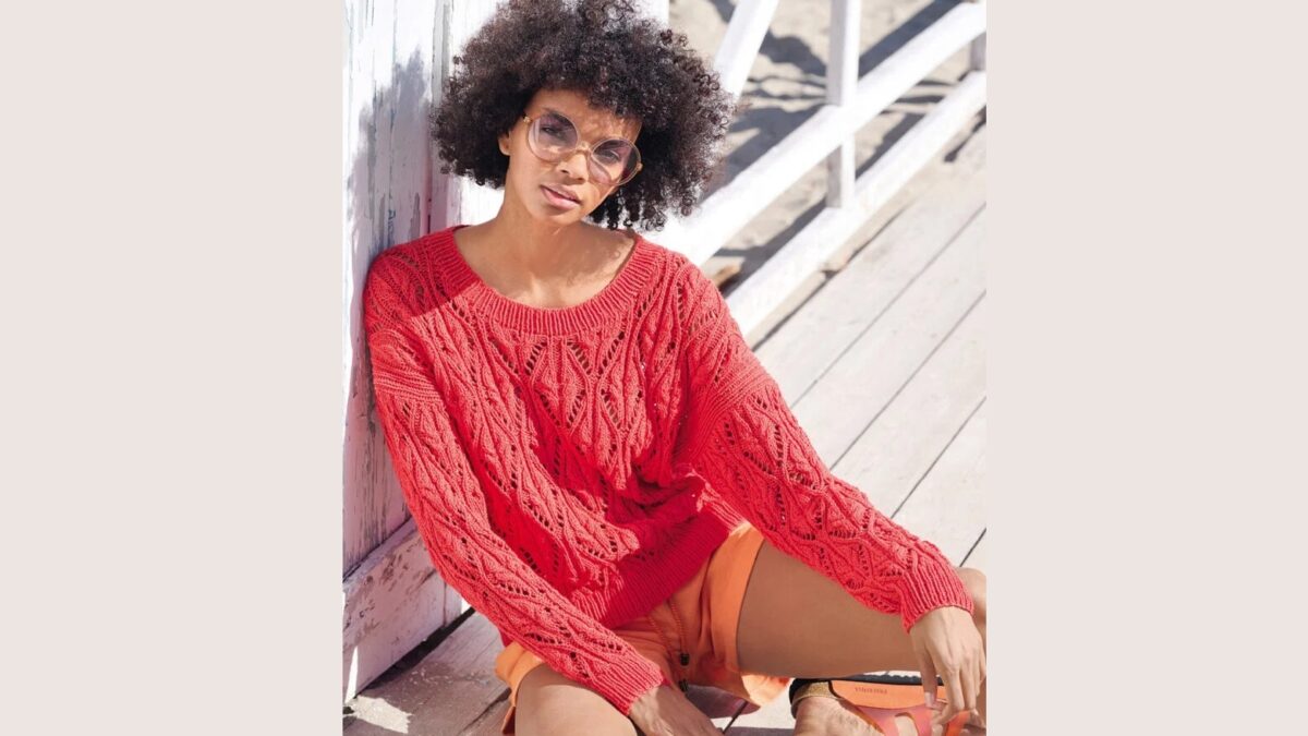 Пуловер с ажурными ромбами CANDY